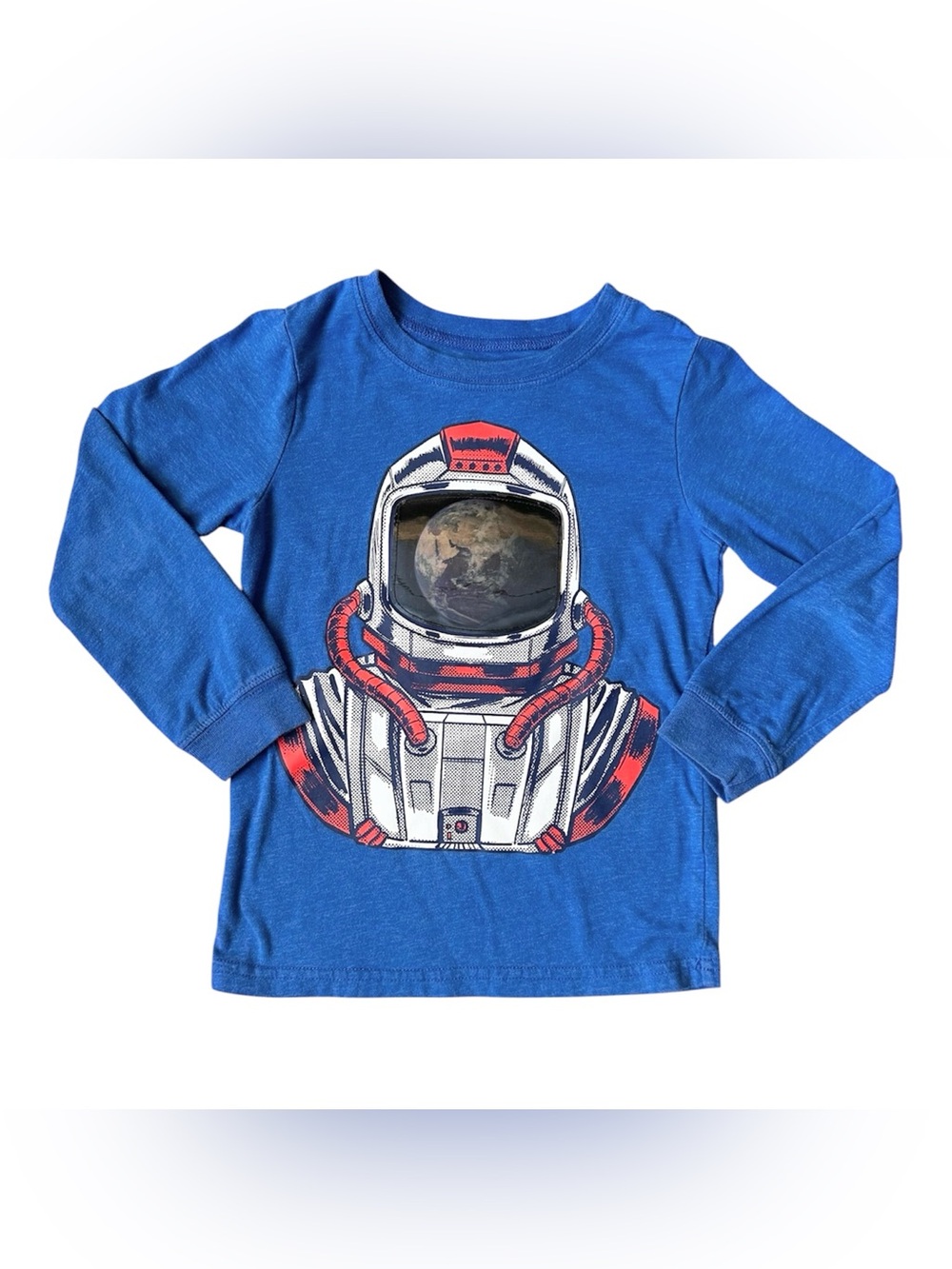 Carter's Size 5 Boys Astronaut blue cotton long sleeve shirt